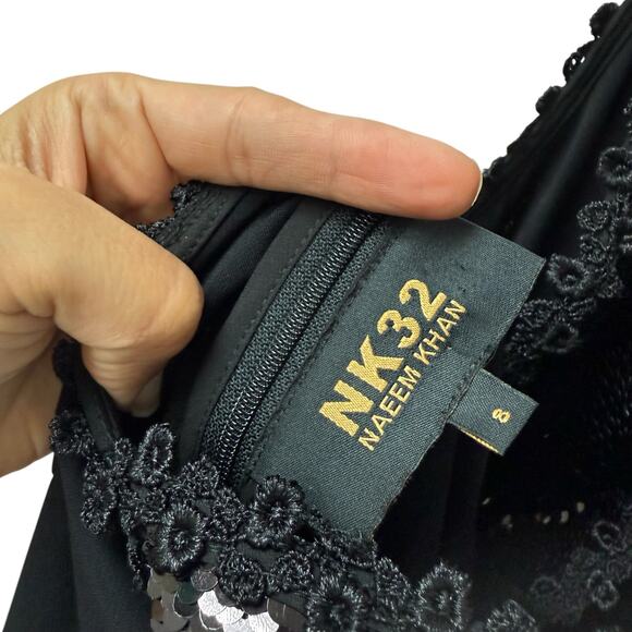 Naeem Khan‎ Nk32 V-Neck Trumpet Gown with Sequin Black Size 8 - Picture 11 of 12